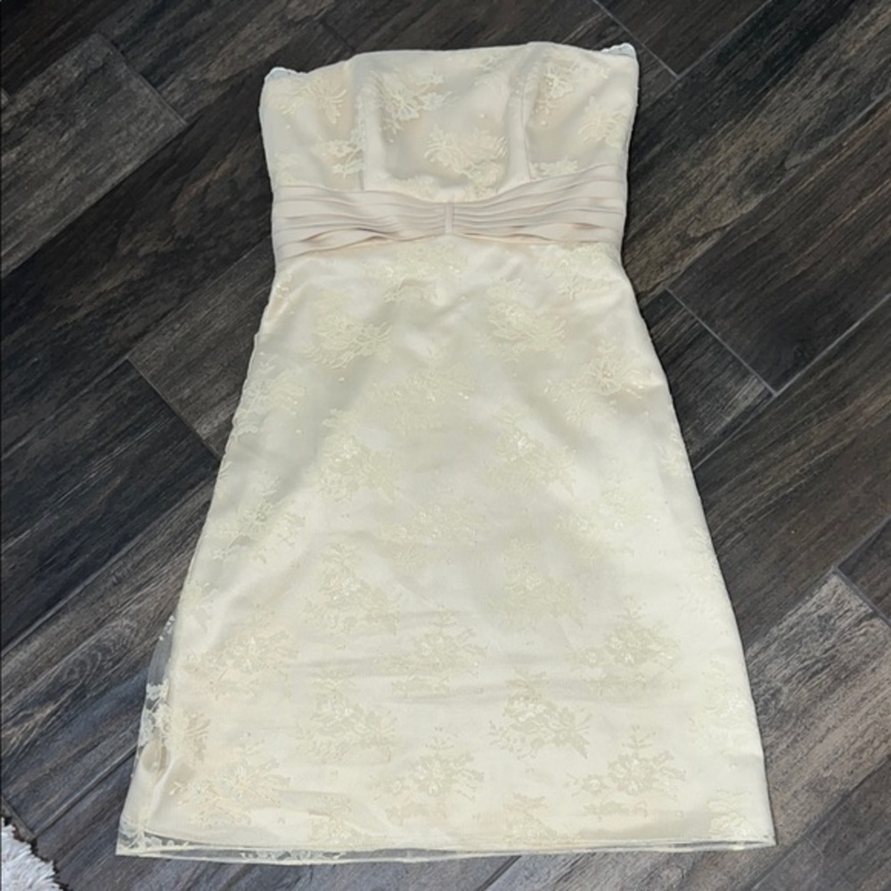 Dusk Collection by Sheila Yen Elegant Cream Strapless Dress Sz 4